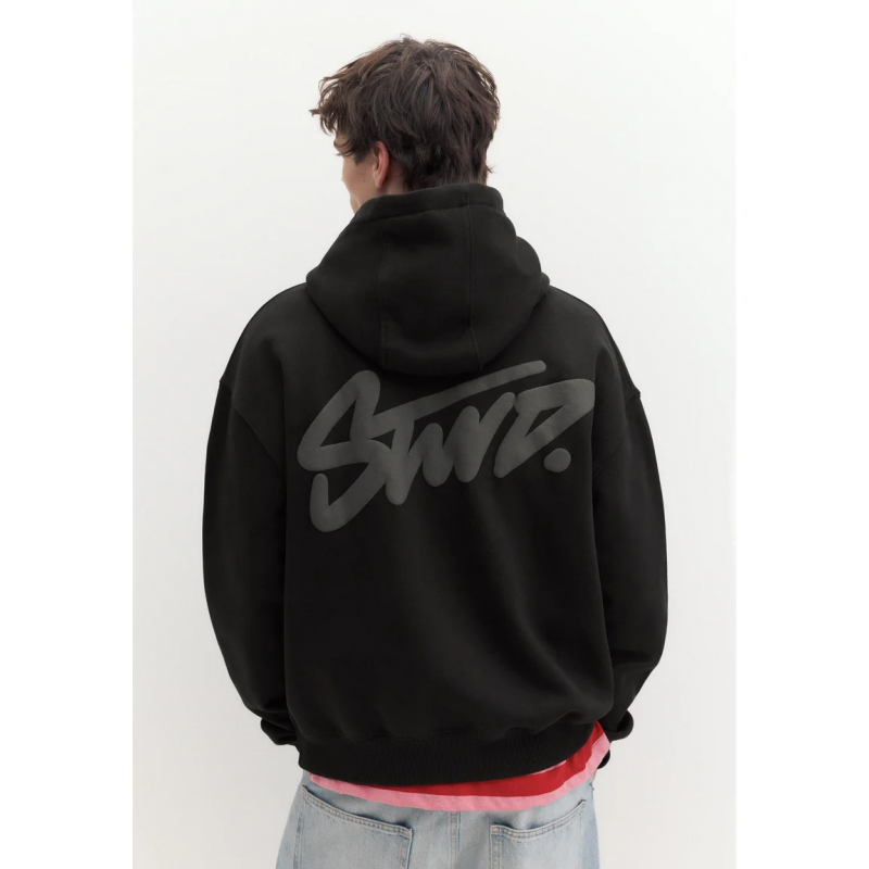 sweat à capuche noir pour homme, molletonné au niveau des manches