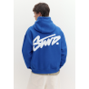 sweat à capuche bleu pour homme, molletonné au niveau des manches